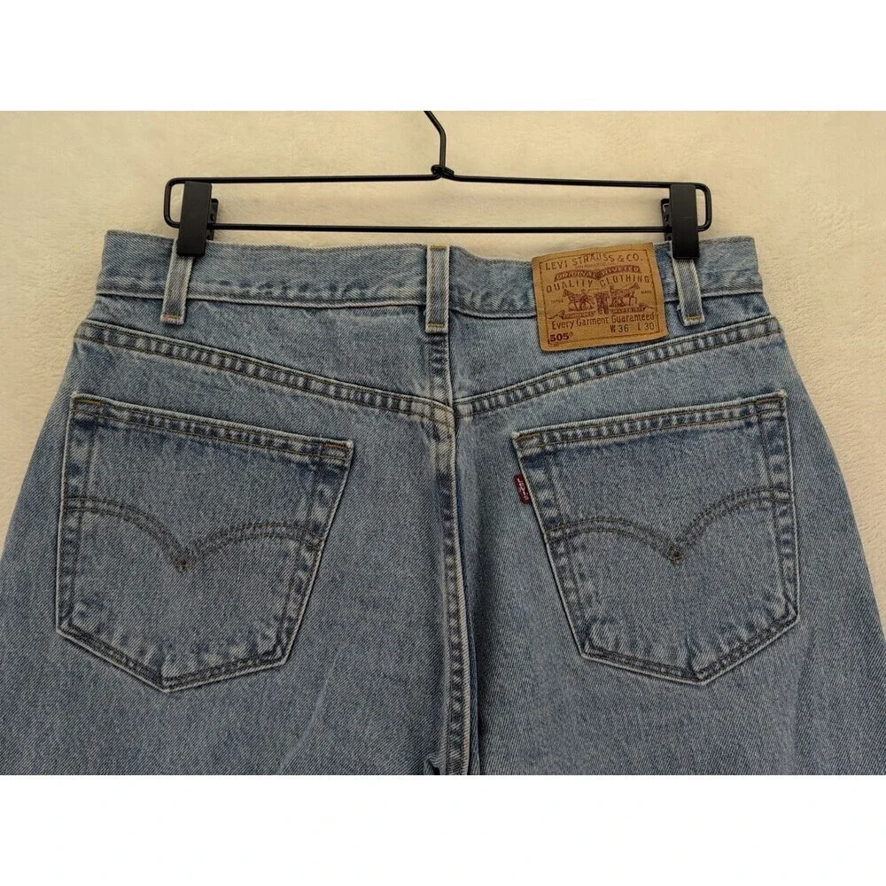 VTG Levi's 505 Regular Fit Straight Leg Paper Tag Jeans Men's 36x30 Light Wash